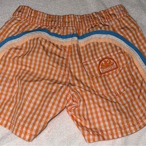Sundek Kids Orange and Blue Checkered Shorts swim trunks